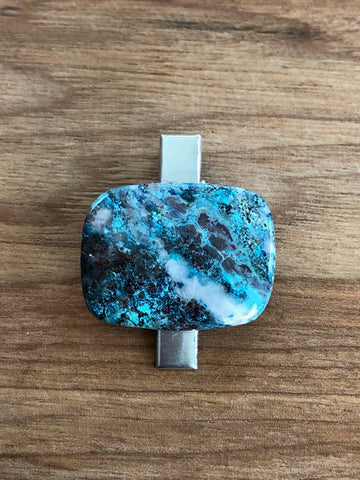 Crystal Clips- Chrysocolla Rectangle